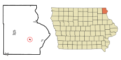 Location of Waterville, Iowa