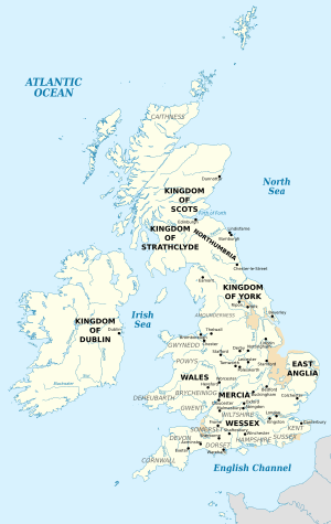 Map of the British Isles in the tenth century