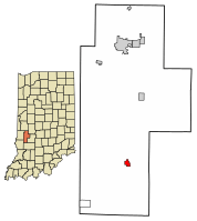 Location of Clay City in Clay County, Indiana.