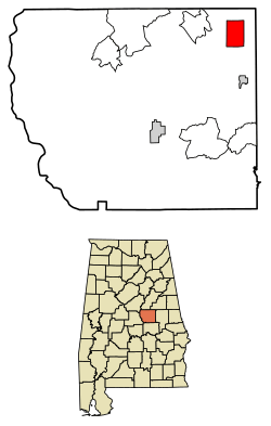 Location of Goodwater in Coosa County, Alabama.