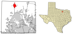 Location of Sanger in Denton County, Texas
