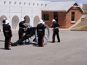 Loading 16pounder cannon Fort Glanville Adelaide