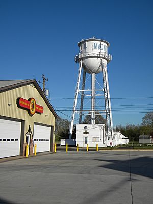 Magnolia Fire Company, with Town Hall and water tower in background