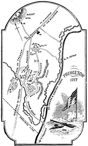 Map of the Battle of Princeton, NJ January 2-3, 1777