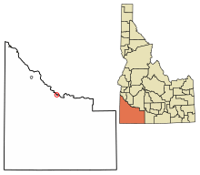 Location of Grand View in Owyhee County, Idaho.