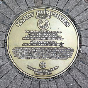 Barry Humphries Sydney Writers Walk plaque
