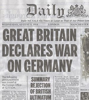 Britain declares war--Daily Mail Aug 5, 1914