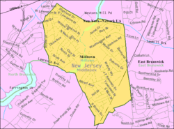 Census Bureau map of Milltown, New Jersey
