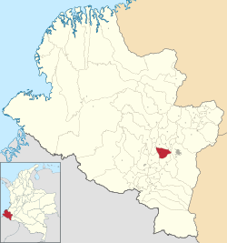Location of the vereda of Cajabamba in the Nariño Department of Colombia.
