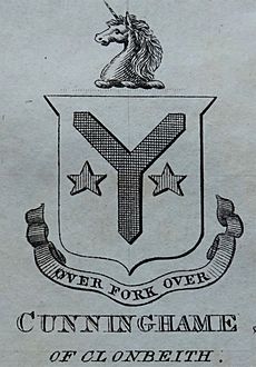 Cunninghame of Clonbeith coat of arms. 1825