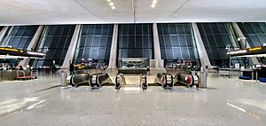 Escalators near departure zones 3 and 4 at Dulles International Airport