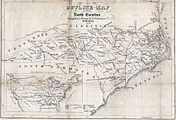 Map North Carolina roads and railroads 1854