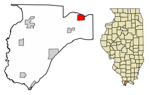 Location of Karnak in Pulaski County, Illinois.
