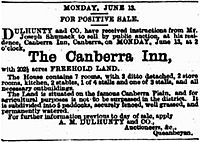 Sale notice Canberra Inn 1887