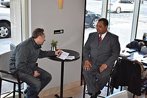 Senator Coleman Young II (D-Detroit) interviews with Channel 4 about SB 884