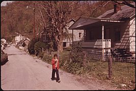 A child walking in Chattaroy, West Virginia