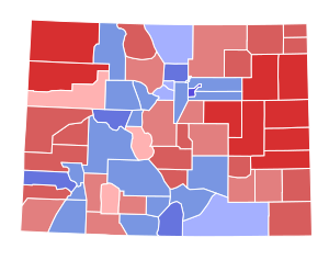 2016 United States Senate election in Colorado results map by county