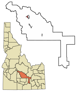 Location of Ketchum in Blaine County, Idaho.