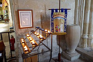 Candles and Children's Banner at Christchurch Priory