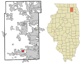 Location in Kane County and the state of Illinois.
