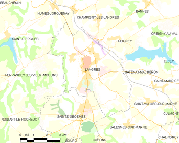 Map of the commune of Langres