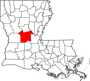 Map of Louisiana highlighting Rapides Parish