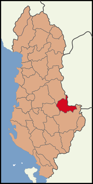 Map showing Pogradec District within Albania