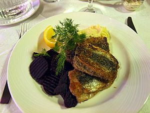 Steaks of Baltic herring at restaurant Sea Horse, Helsinki, Finland