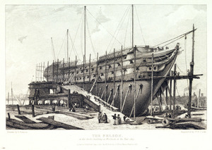 The Nelson on the Stocks, building at Woolwich in the Year 1814 RMG PU6094f