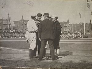 Conference on the field at the Columbia Avenue Grounds, 1905 World Series