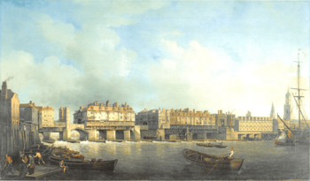 London Bridge before the alteration in 1757 by Samuel Scott