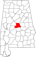Map of Alabama highlighting Chilton County