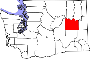 Map of Washington highlighting Lincoln County