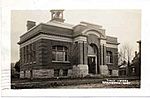 Carnegie Building serving as the Brampton Public Library, 1909. Postcard from the Richard L. Frost collection.