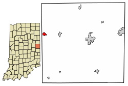 Location of Parker City in Randolph County, Indiana.
