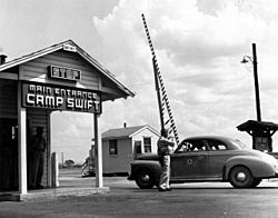 Main entrance to the Camp Swift facility of the 10th Mountain Division during World War II