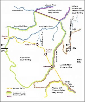 Bozeman Trail, the forts and the Indian territories