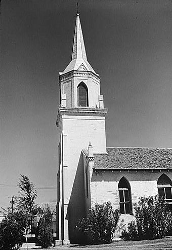 Church of our Lady of Refuge of Sinners, North end of Main Plaza on Estrella Street, Roma Creek (Starr County, Texas).jpg