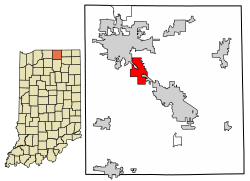 Location of Dunlap in Elkhart County, Indiana.