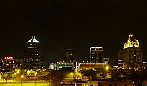 Greensboro skyline night