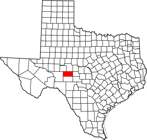 Map of Texas highlighting Schleicher County