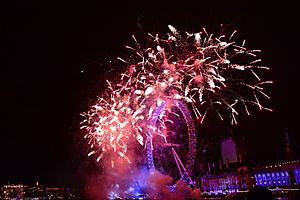 New Years 2014 Fireworks - London Eye