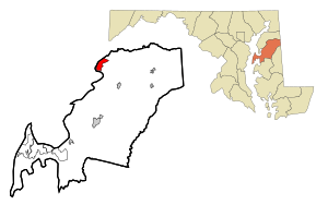 Queen Anne's County Maryland Incorporated and Unincorporated areas Kingstown Highlighted.svg