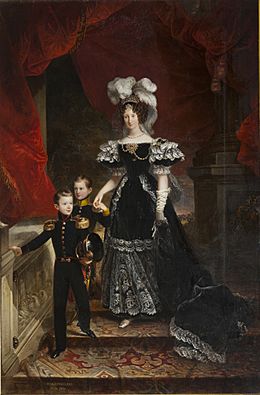 Queen Maria Theresa of Sardinia with her two sons in 1832 by Ferdinando Cavalleri