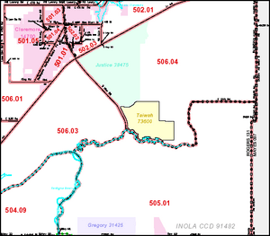 Tiawah CDP map