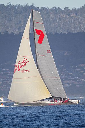 Wild Oats XI about to finish 2011 Sydney to Hobart