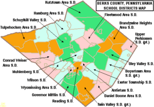 Map of Berks County Pennsylvania School Districts