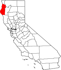 Location in Humboldt County, California and the state of California