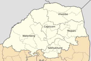 Map of Limpopo with districts labelled (2011)