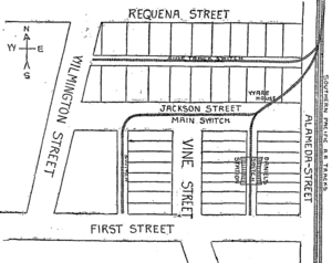 Map of proposed warehouse center in Los Angeles, California, 1899